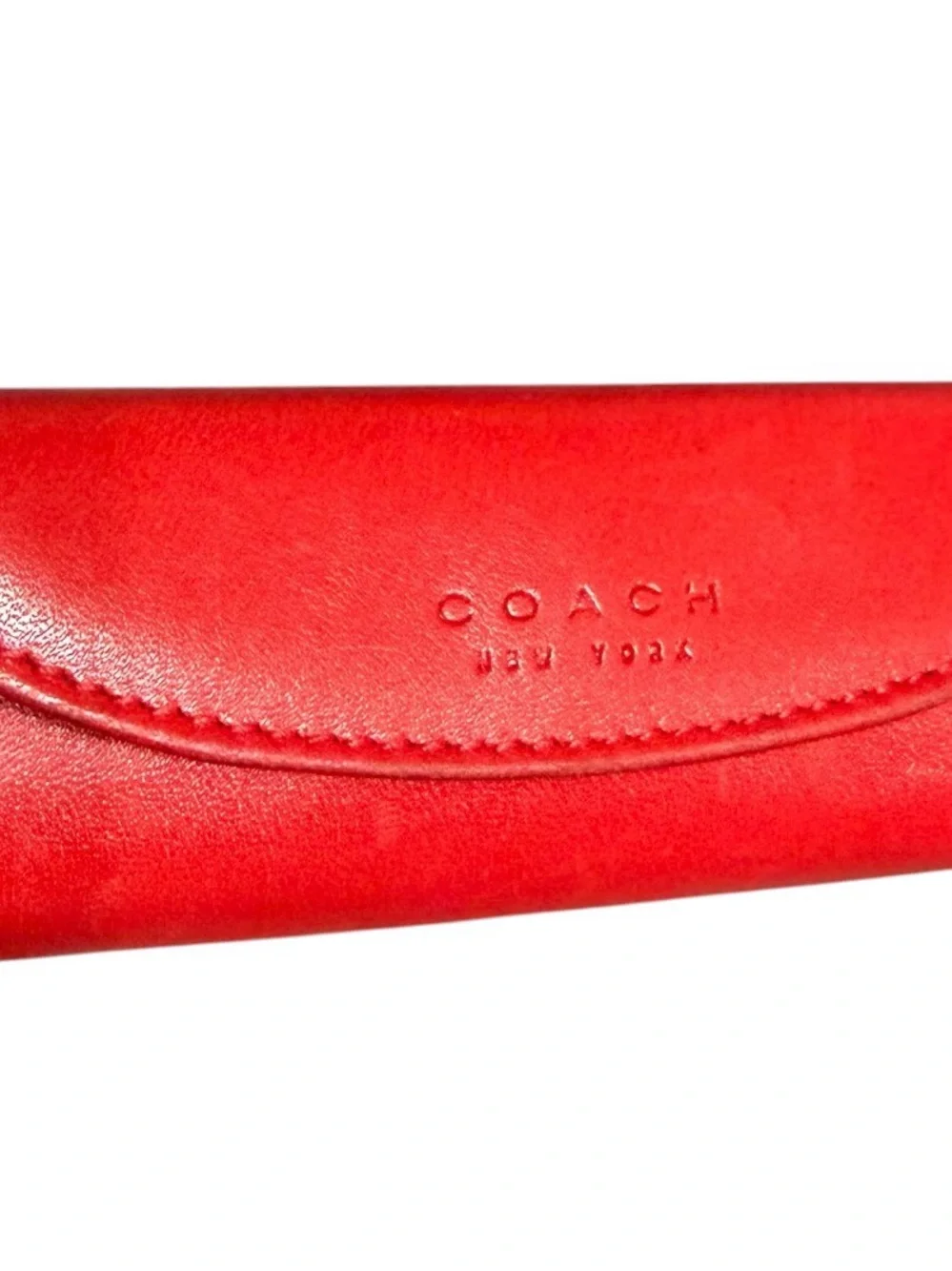 Vtg Coach Red Leather Lipstick Case w/ Mirror - Made in Italy - EUC